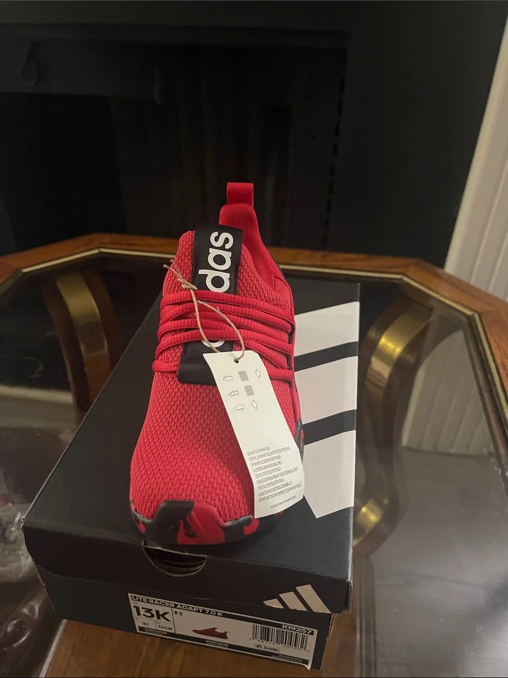 adidas Kids Red and Black Lite Racer Slip-On Sneaker